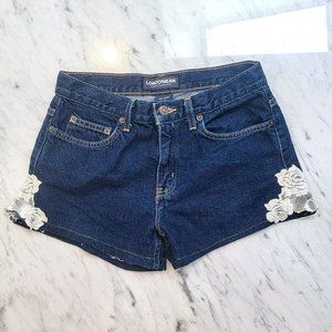 Dark Wash Jean Shorts with Lace